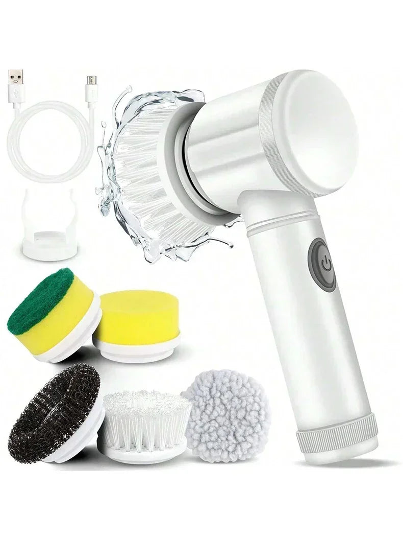 5 in 1 Electric Spin Scrubber with 5 Replaceable Brush Heads