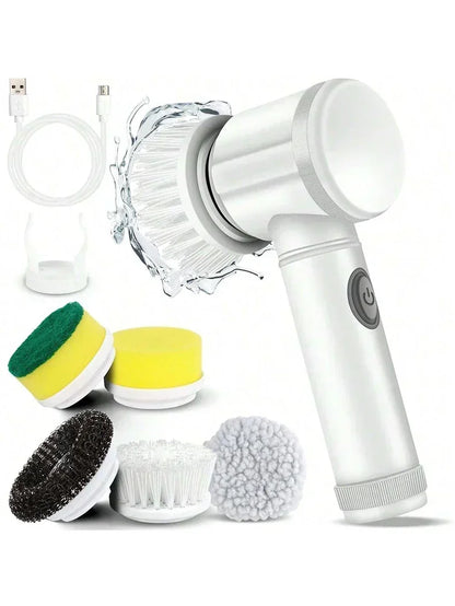 5 in 1 Electric Spin Scrubber with 5 Replaceable Brush Heads