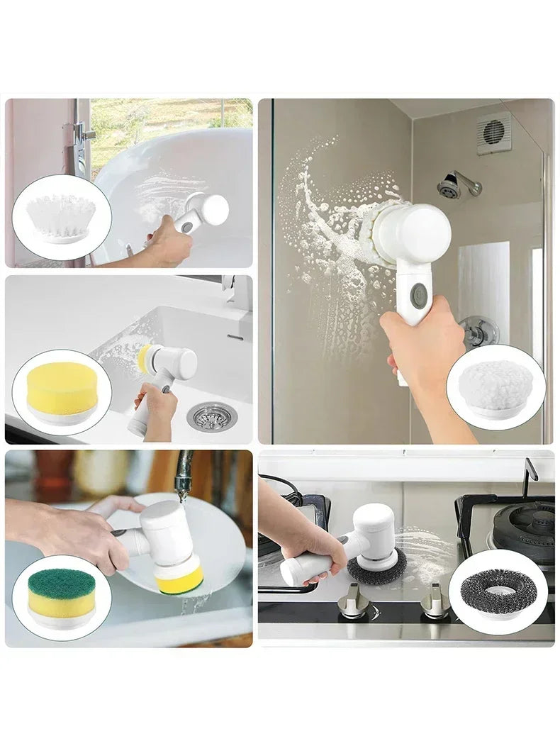 5 in 1 Electric Spin Scrubber with 5 Replaceable Brush Heads