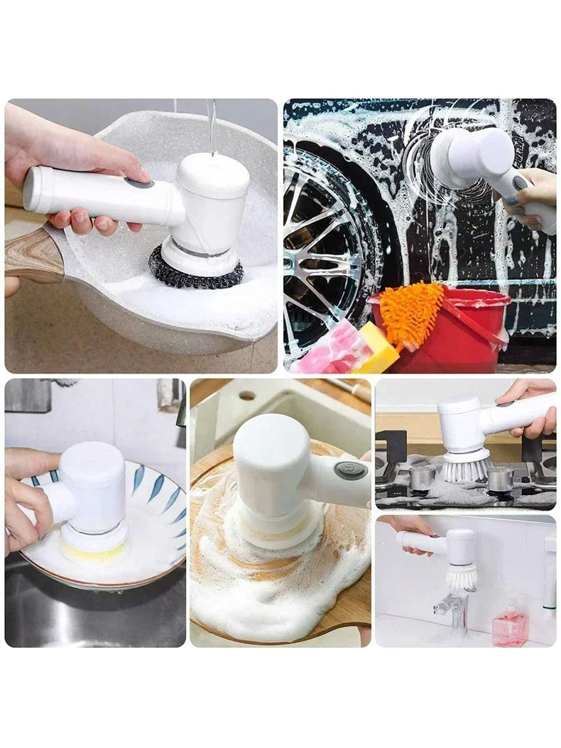 5 in 1 Electric Spin Scrubber with 5 Replaceable Brush Heads