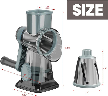 3-in-1 Rotary Cheese Grater-Manual Vegetable Slicer-Nut Grinder