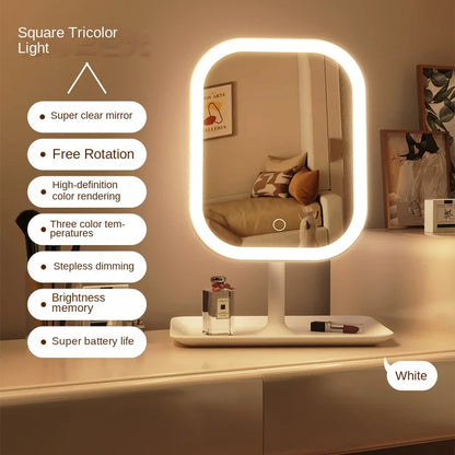 Niche Modern LED Desktop Vanity/Makeup Mirror 3-Color Touch Light