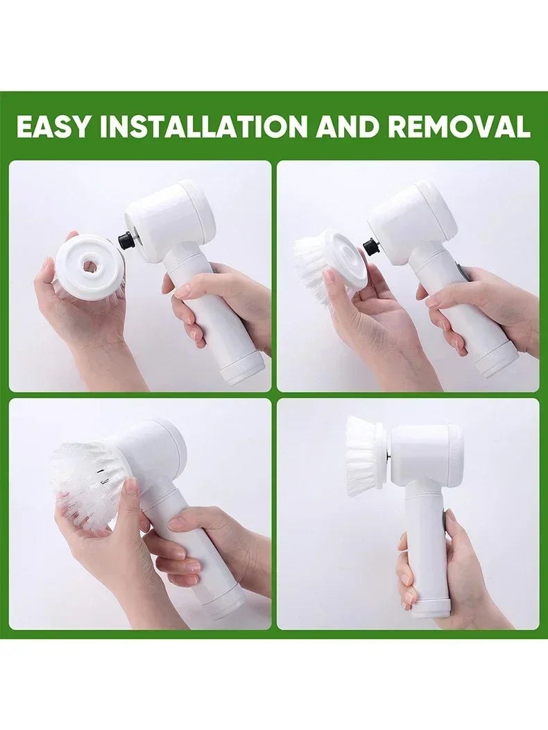 5 in 1 Electric Spin Scrubber with 5 Replaceable Brush Heads