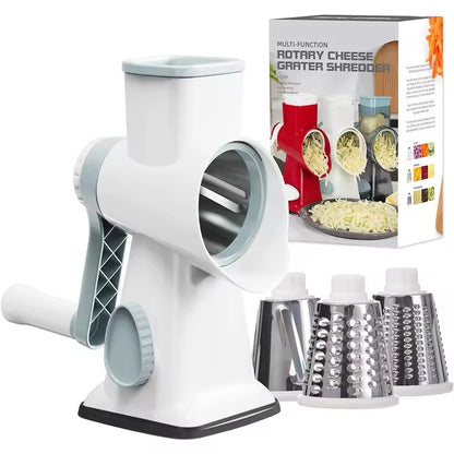 3-in-1 Rotary Cheese Grater-Manual Vegetable Slicer-Nut Grinder